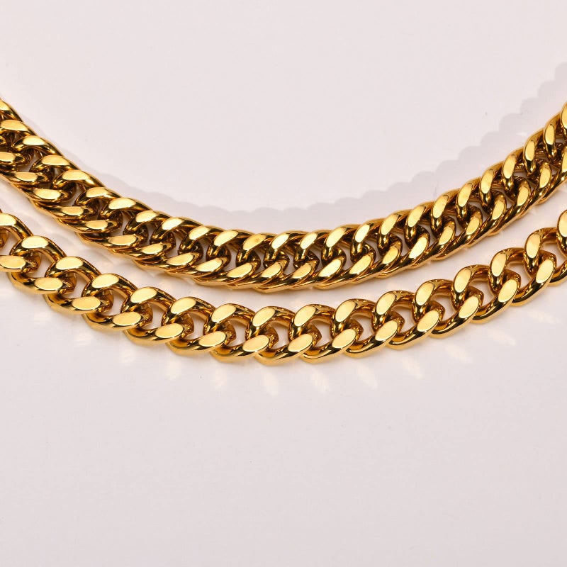 VNOX Cuban Link Chain Bracelet Set - Sturdy Stainless Steel Curb Width Cuban Link Chain Bracelet for Men,7mm Mens Gold Bracelet for Men - Image 5
