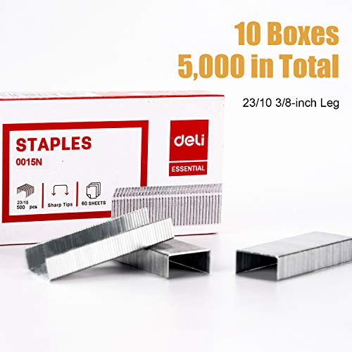 Leven Deli 5,000 Staples - Fits 60 Sheet Capacity Stapler, 3/8" Leg Length, 70 Sheet Capacity, 23/10, Jam Free Sharp Chisel Point Design - 10 Boxes of 500 - Image 2