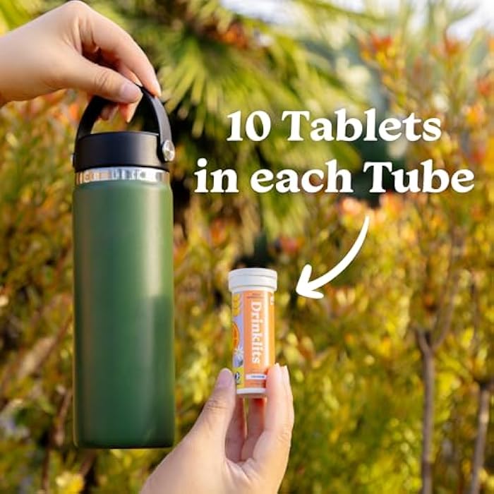 Drinklits Orange Electrolyte Tablets for Hydration | Great Taste - 0g Sugar - Essential Electrolytes - Daily Use | Single Tube (10 Tablets/Servings) - Image 5