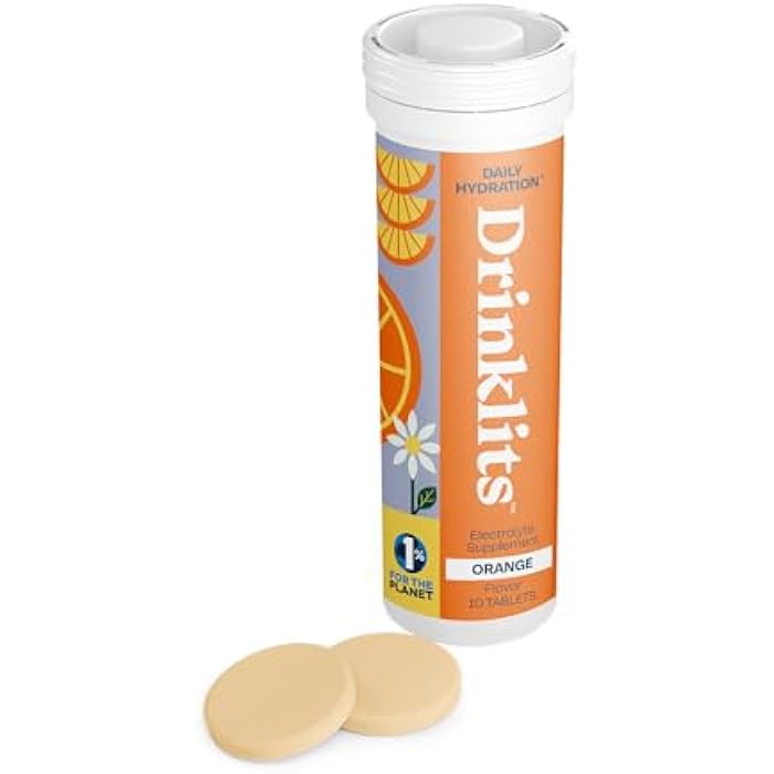 Drinklits Orange Electrolyte Tablets for Hydration | Great Taste - 0g Sugar - Essential Electrolytes - Daily Use | Single Tube (10 Tablets/Servings) - Image 1