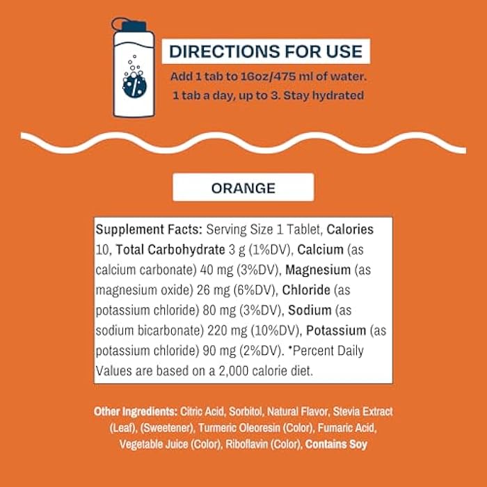 Drinklits Orange Electrolyte Tablets for Hydration | Great Taste - 0g Sugar - Essential Electrolytes - Daily Use | Single Tube (10 Tablets/Servings) - Image 4