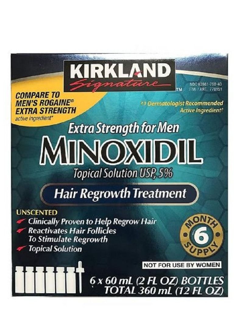 Kirkland Signature - Pack Of 6 Minoxidil 5% Extra Strength Hair Regrowth Bottles 60ml - Image 1