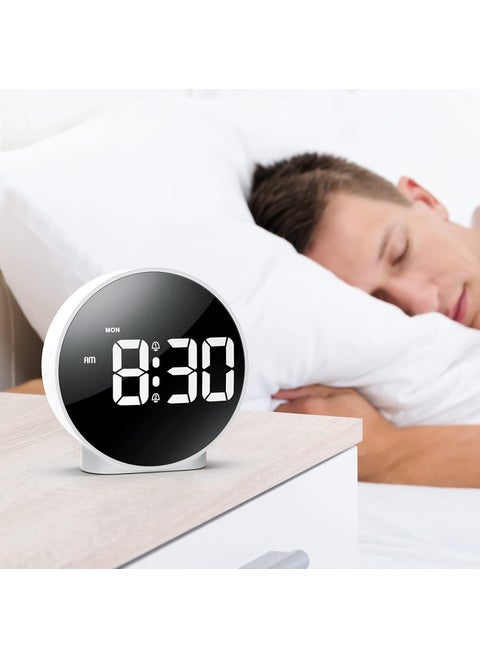 Jukmen Alarm Clock High Definition LED Desktop Clock Alarm Clock with DC Port for Charging Snooze Function 4 Adjustable Brightness for Home Bedroom Office White