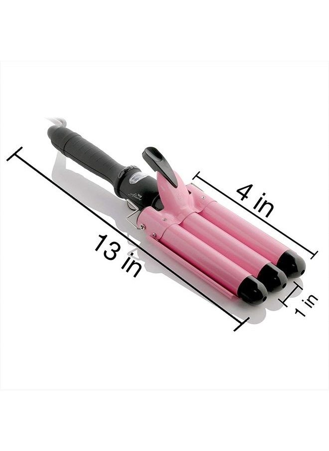 Asani Alure 3 Barrel Hair Waver for Beachy/Frizz-Free Waves w/LCD Temperature Display - 1 Inch Ceramic Tourmaline Triple Barrels, Dual Voltage Crimping Tool  - Image 5