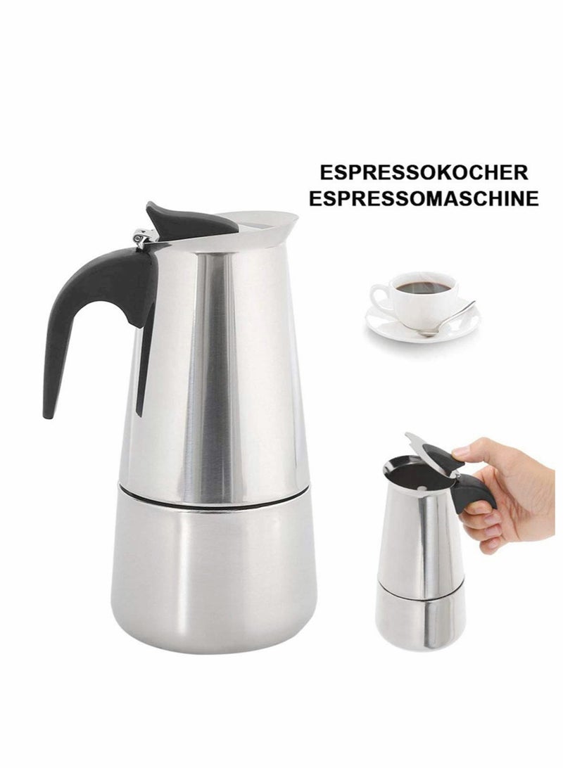 SOLARAE Espresso Maker Pot, Stainless Steel Moka Pot, Easy to Operate and Quick Cleanup Pot, Classic Italian Coffee Maker Express Moka Pot, Suitable for Induction Cookers, 300ml (Espresso Cup 50ml) - Image 1