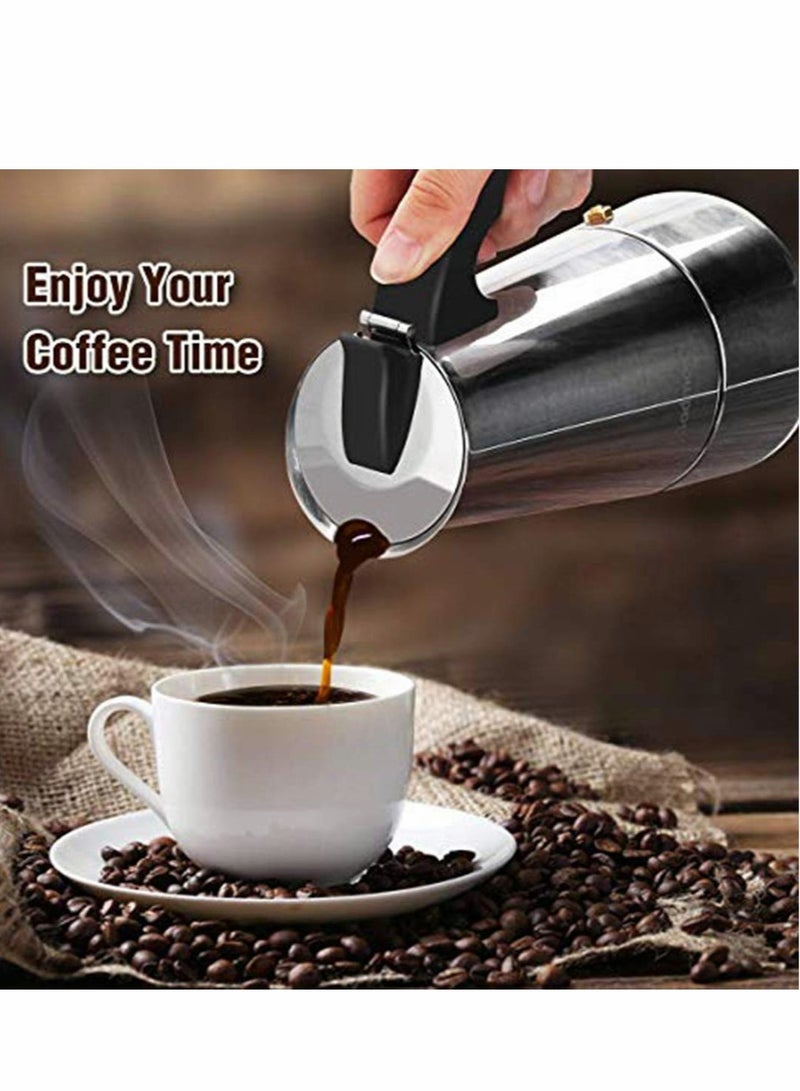 SOLARAE Espresso Maker Pot, Stainless Steel Moka Pot, Easy to Operate and Quick Cleanup Pot, Classic Italian Coffee Maker Express Moka Pot, Suitable for Induction Cookers, 300ml (Espresso Cup 50ml) - Image 2