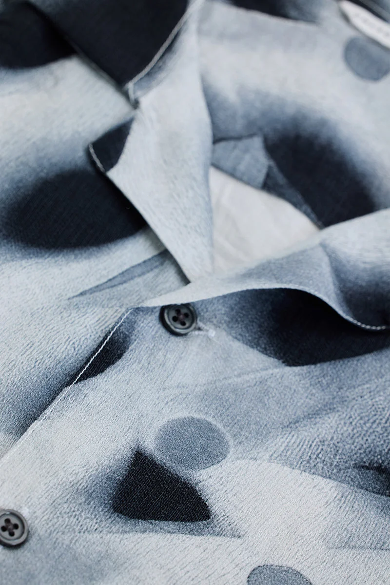 SNITCH Light Grey Abstract Half Sleeve Boxy Casual Shirt