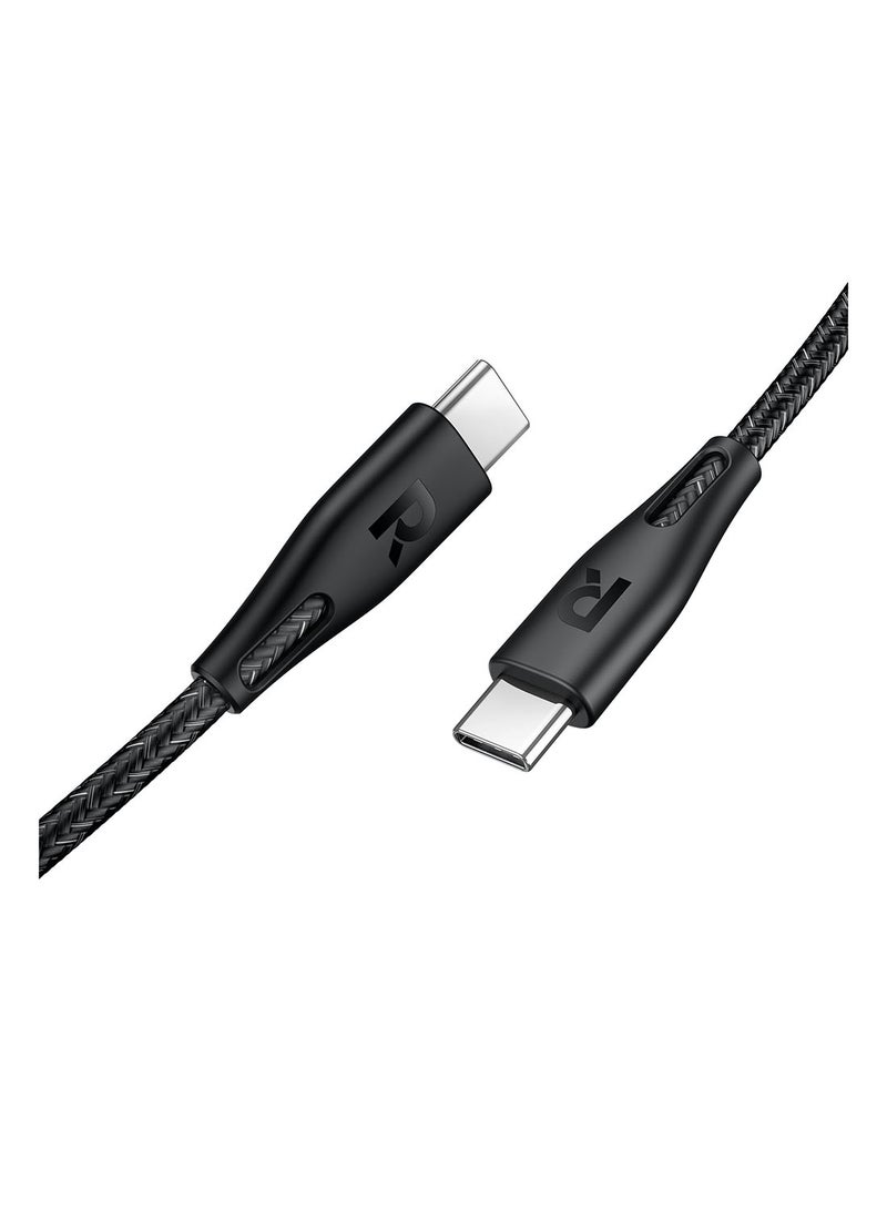 راف باور كابل RP-CB1029 60 وات سريع الشحن من النايلون المضفر من النوع C إلى C بطول 1.2 متر الإصدار العالمي - Image 2