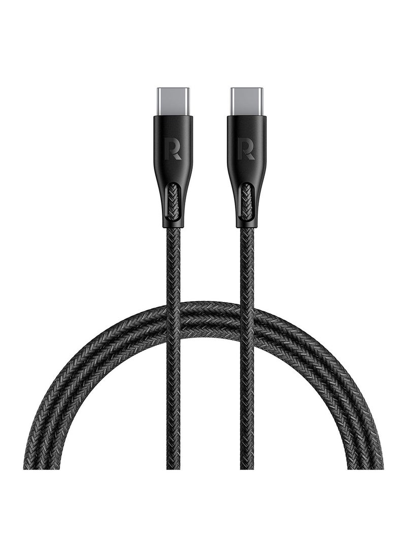 راف باور كابل RP-CB1029 60 وات سريع الشحن من النايلون المضفر من النوع C إلى C بطول 1.2 متر الإصدار العالمي - Image 1