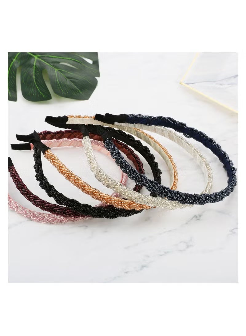 JUMEI 6-Piece Sparkly Crystal Beaded Headbands Set for Women – Multi-Color Fashion Hair Hoops for Wedding, Party & Daily Wear - Image 5