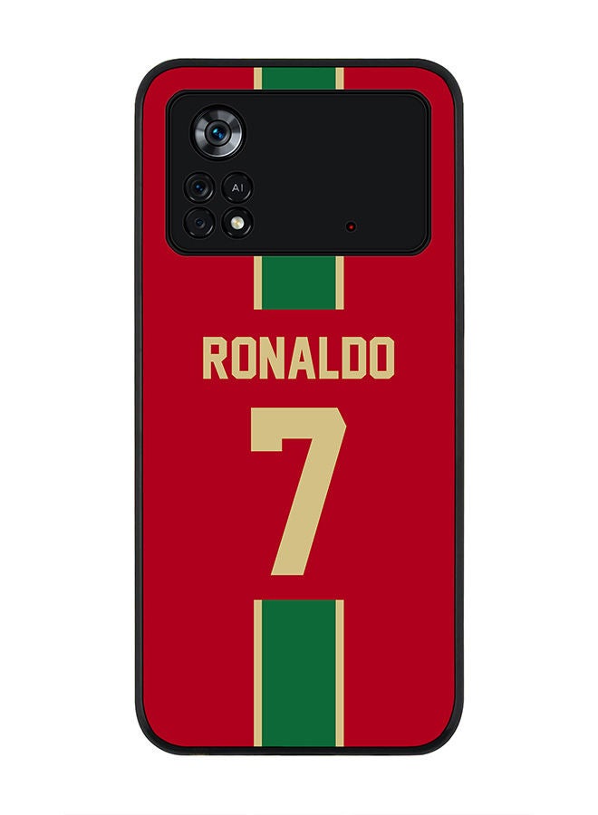 Stylizedd Rugged Black edge case for Poco M4 Pro 4G Slim fit Soft Case Flexible Rubber Edges Anti Drop TPU Gel Thin Cover - Football Team - Portugal Player Name - Ronaldo - Image 1