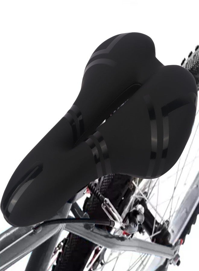 SHIVEXIM Bike Seat Bicycle Saddle - Comfort Universal Cycle Saddle Wide Cushion Pad for Women Men - Fits MTB Mountain Bike/Road Bike/Spinning Exercise Bikes (Black) - Image 4