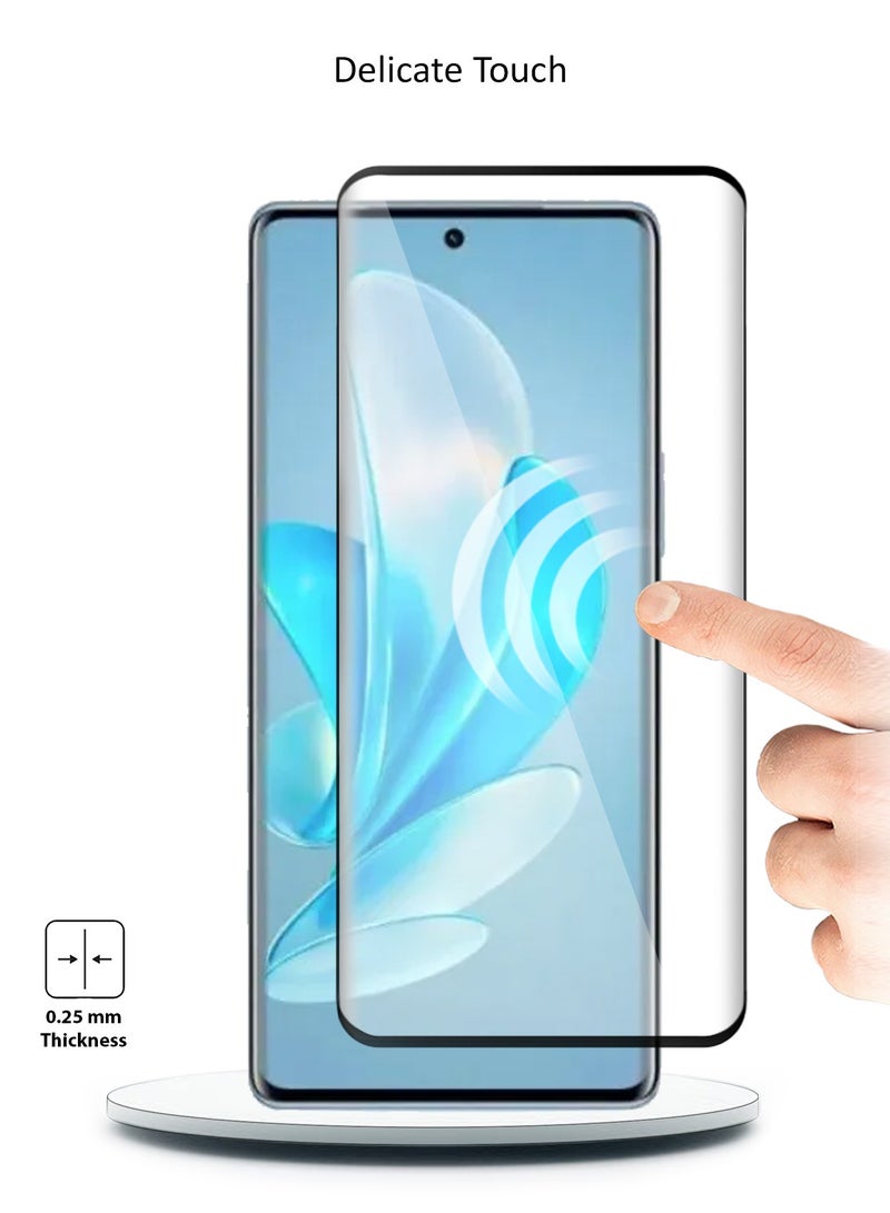 Wtech Vivo V29 5G 2023 Premium E2E Full Glue Full Cover Tempered Glass Screen Protector (MSGECN) - Clear/Black - Image 5