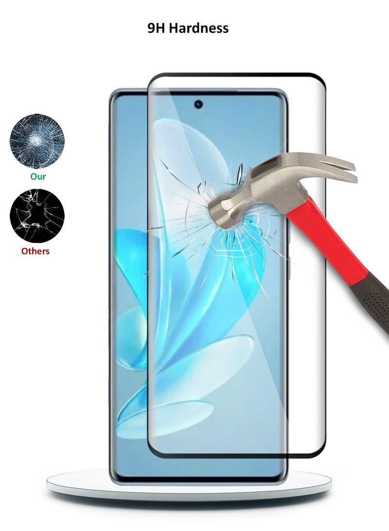 Wtech Vivo V29 5G 2023 Premium E2E Full Glue Full Cover Tempered Glass Screen Protector (MSGECN) - Clear/Black - Image 2