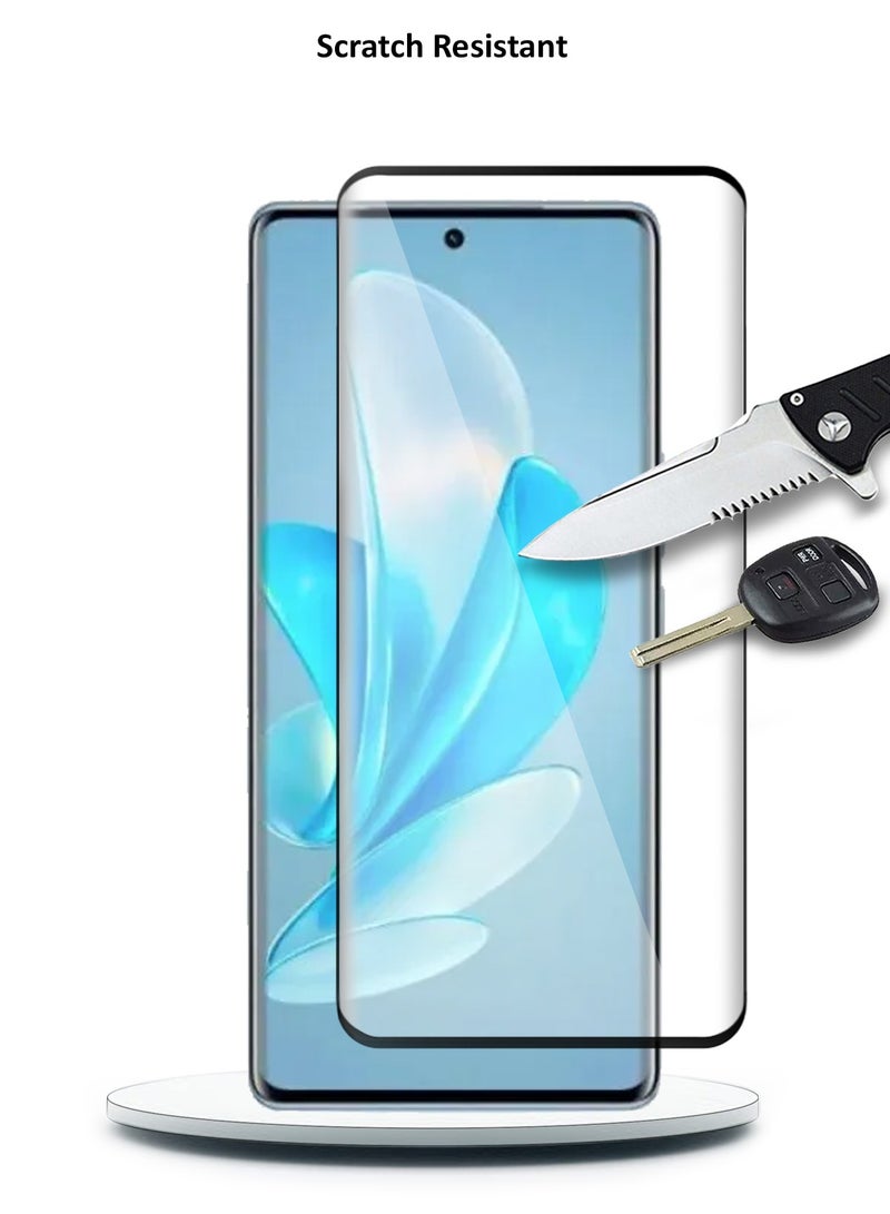 Wtech Vivo V29 5G 2023 Premium E2E Full Glue Full Cover Tempered Glass Screen Protector (MSGECN) - Clear/Black - Image 3