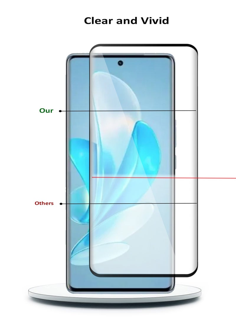 Wtech Vivo V29 5G 2023 Premium E2E Full Glue Full Cover Tempered Glass Screen Protector (MSGECN) - Clear/Black - Image 4