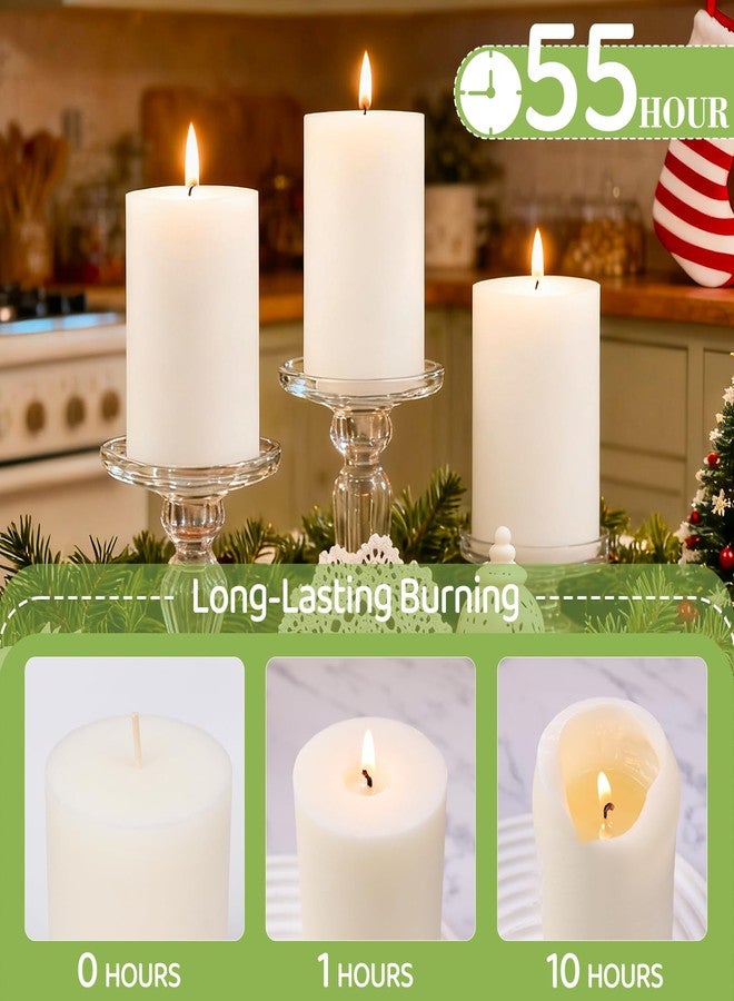 MAKALONE 6 Pack Soy White Pillar Candles,Natural Soybean Pillar Candles,330 H Long Burning,2.8x4in Non-Toxic,Unscented,Dripless and Smokeless Rustic Hand-Poured Candles Dinner Table,for Wedding,Home - Image 3