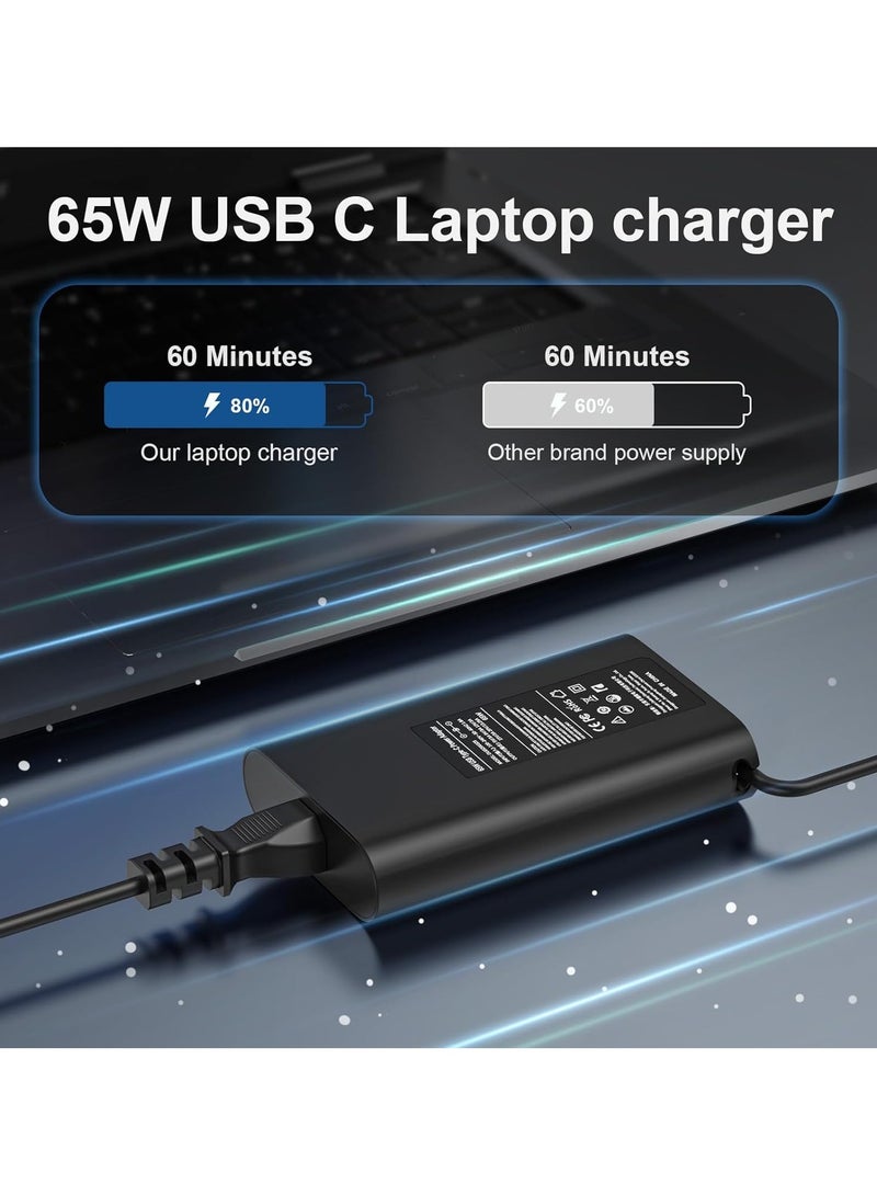 ستارويل شاحن لابتوب USB C بقدرة 65 واط لجهاز Dell XPS Latitude 5540 5440 5520 7420 7440 7530، Lenovo Thinkpad، HP، MSI، Huawei، Samsung، Galaxy، ASUS، Acer، MacBook Pro/Air محول طاقة عالمي من نوع C - Image 4