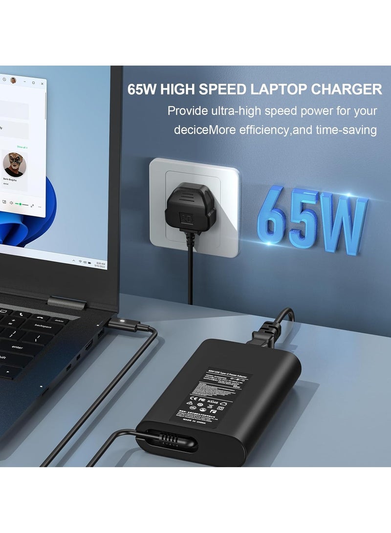 ستارويل شاحن لابتوب USB C بقدرة 65 واط لجهاز Dell XPS Latitude 5540 5440 5520 7420 7440 7530، Lenovo Thinkpad، HP، MSI، Huawei، Samsung، Galaxy، ASUS، Acer، MacBook Pro/Air محول طاقة عالمي من نوع C - Image 5