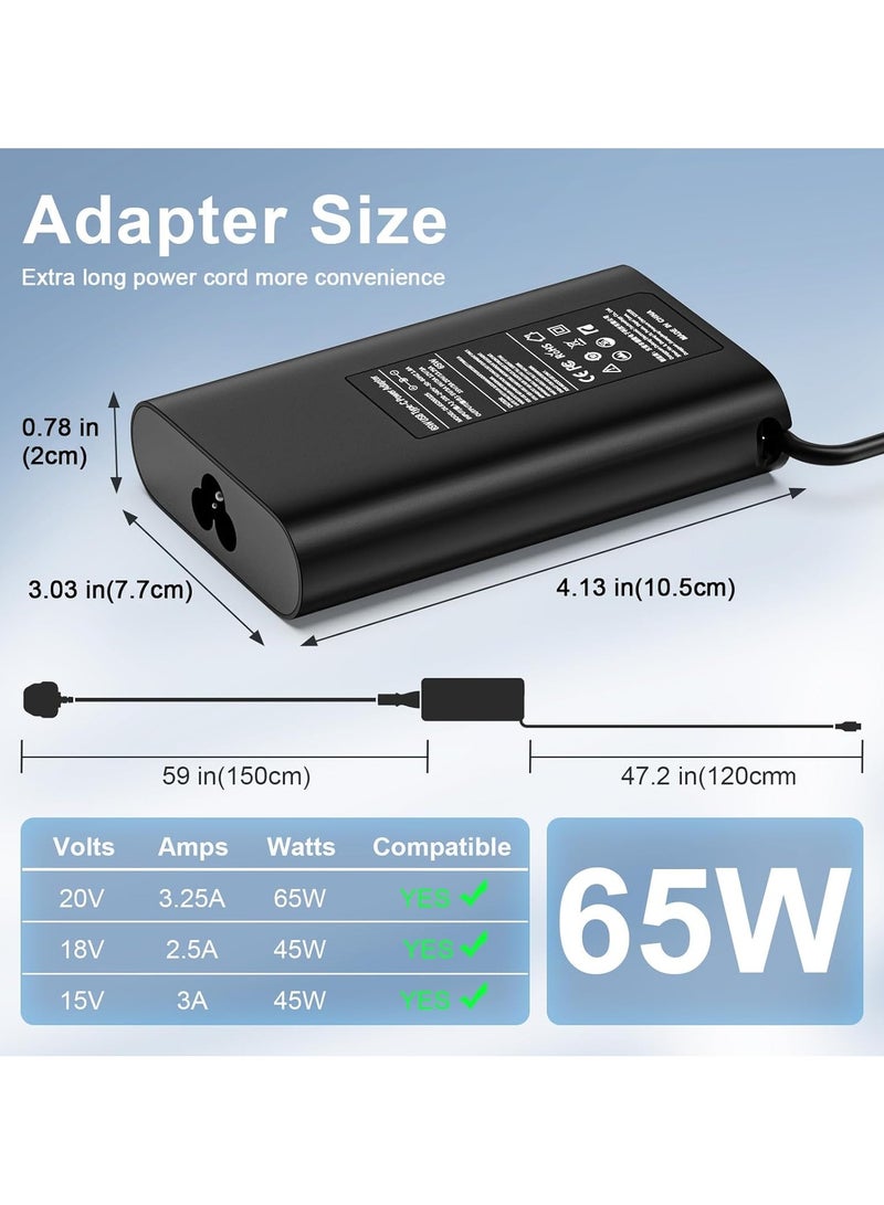 ستارويل شاحن لابتوب USB C بقدرة 65 واط لجهاز Dell XPS Latitude 5540 5440 5520 7420 7440 7530، Lenovo Thinkpad، HP، MSI، Huawei، Samsung، Galaxy، ASUS، Acer، MacBook Pro/Air محول طاقة عالمي من نوع C - Image 3