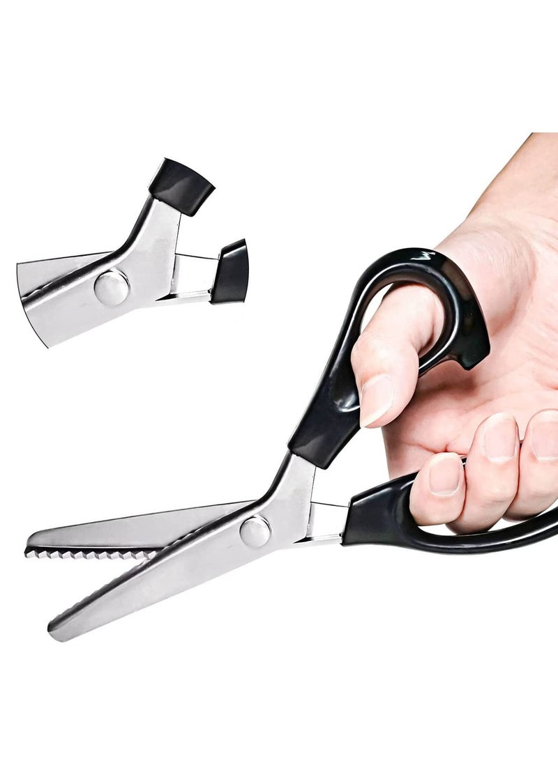 سيوسي مقصات وردية للأقمشة ، والقطع بمقابض مبطنة وحواف من الفولاذ المقاوم للصدأ - مقص متعرج ممتاز للصياغة ، والخياطة ، والخياطة الاحترافية (3 مم) - Image 1