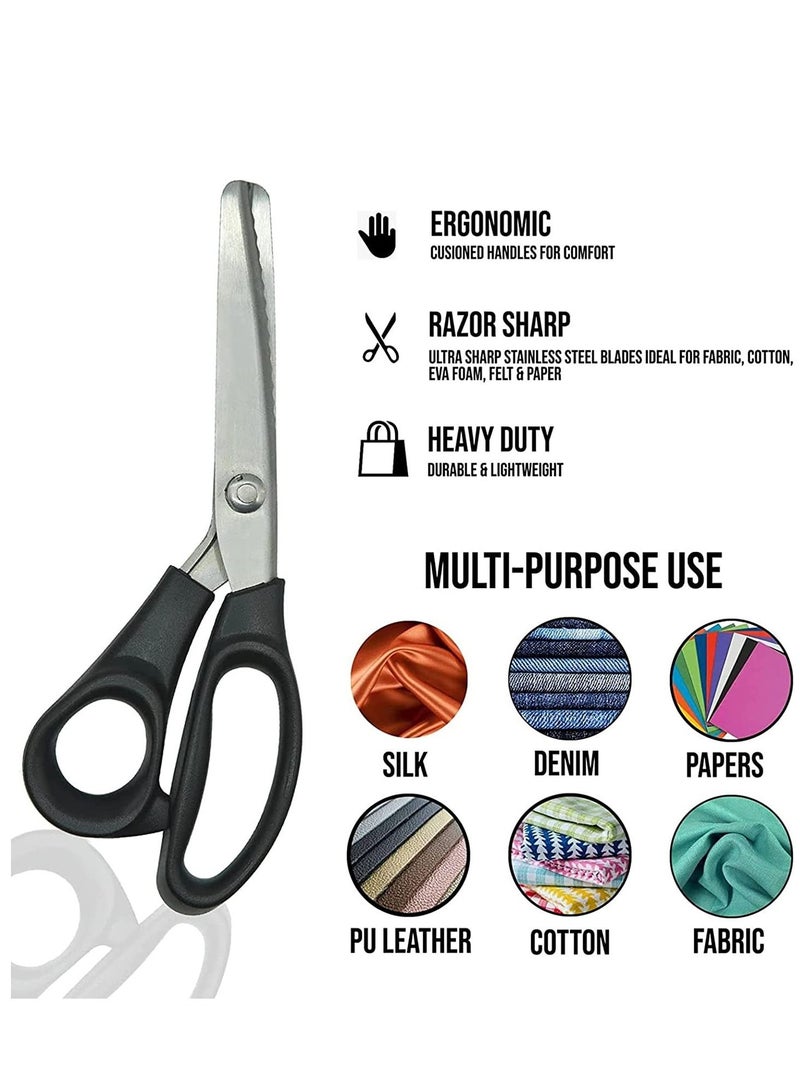 سيوسي مقصات وردية للأقمشة ، والقطع بمقابض مبطنة وحواف من الفولاذ المقاوم للصدأ - مقص متعرج ممتاز للصياغة ، والخياطة ، والخياطة الاحترافية (3 مم) - Image 2