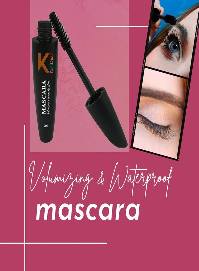 KINDED Volumizing Mascara Waterproof Long Lasting Smudgeproof Lengthening Curling Ultra Max Flexible Brush Intense Black Volume Sensational False Lash Effect for Girls Women Eye Makeup (9 ml, Black) - Image 4