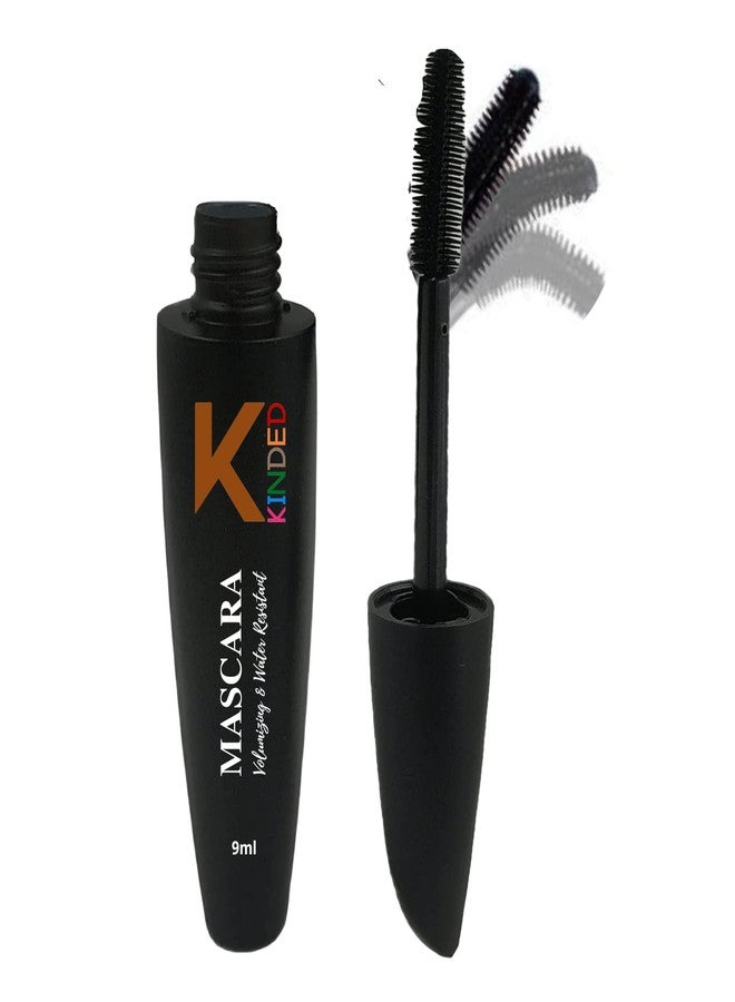 KINDED Volumizing Mascara Waterproof Long Lasting Smudgeproof Lengthening Curling Ultra Max Flexible Brush Intense Black Volume Sensational False Lash Effect for Girls Women Eye Makeup (9 ml, Black) - Image 2