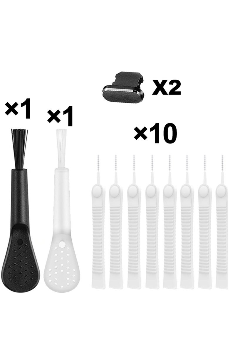 E-14PCS Mobile Phone Charging Port Dust Plug with Cleaning Brush Kit for IPhone 14 13 12 11 Pro Max