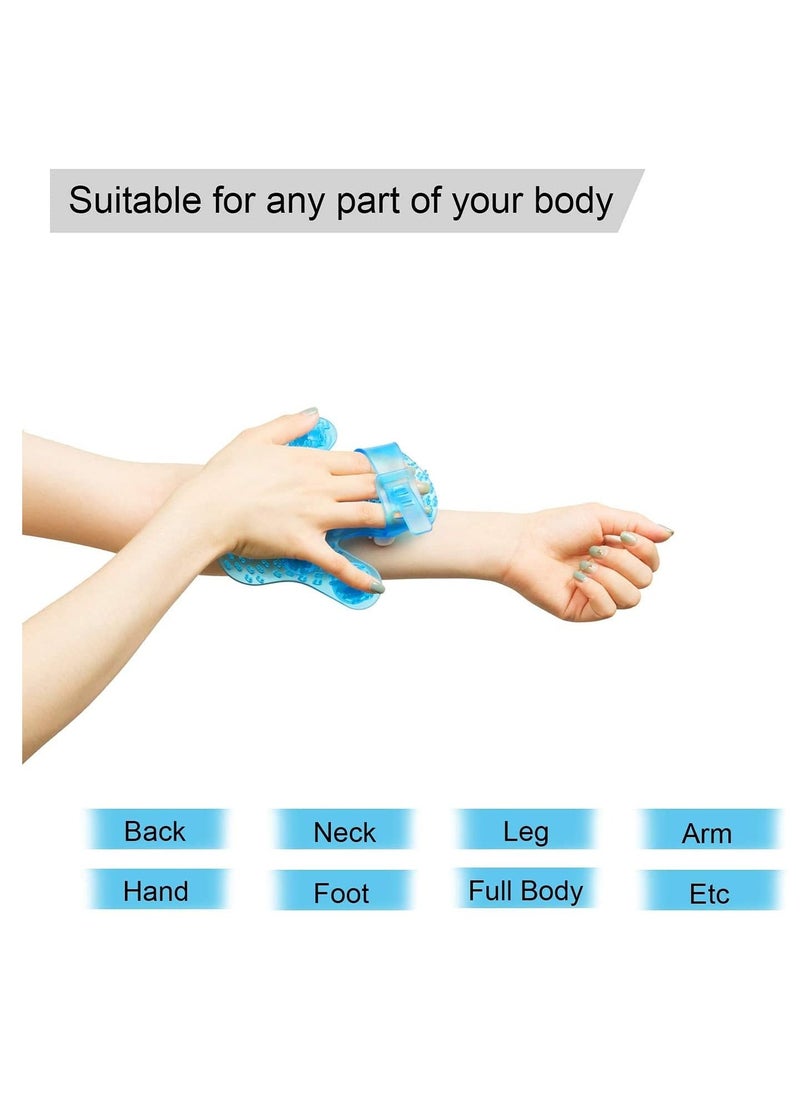 NIBEMINENT Hand Held Massager for Muscle Back Neck Joint Foot Shoulder Leg Pain Relief - Palm Shaped Massage Glove Full Body Tool with Roller Ball Essential Oils Portable Design Blue  - Image 2
