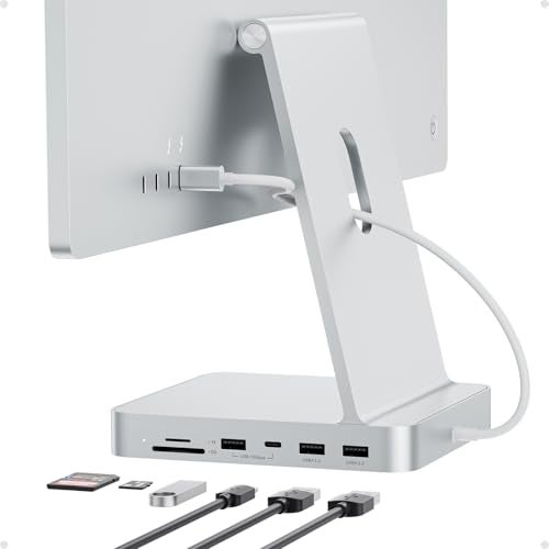 PULWTOP USB C HUB for iMac 24 inch 2021/2023/2024, PULWTOP USB Hub Adapter iMac Accessories for i-Mac M1/M3/M4 with USB C 10Gbps 3*USB A SD/TF, Docking Station Support Expand M.2 SSD (Not Included), Silver - Image 1