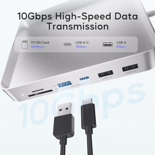 PULWTOP USB C HUB for iMac 24 inch 2021/2023/2024, PULWTOP USB Hub Adapter iMac Accessories for i-Mac M1/M3/M4 with USB C 10Gbps 3*USB A SD/TF, Docking Station Support Expand M.2 SSD (Not Included), Silver - Image 4