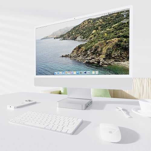 PULWTOP USB C HUB for iMac 24 inch 2021/2023/2024, PULWTOP USB Hub Adapter iMac Accessories for i-Mac M1/M3/M4 with USB C 10Gbps 3*USB A SD/TF, Docking Station Support Expand M.2 SSD (Not Included), Silver - Image 2