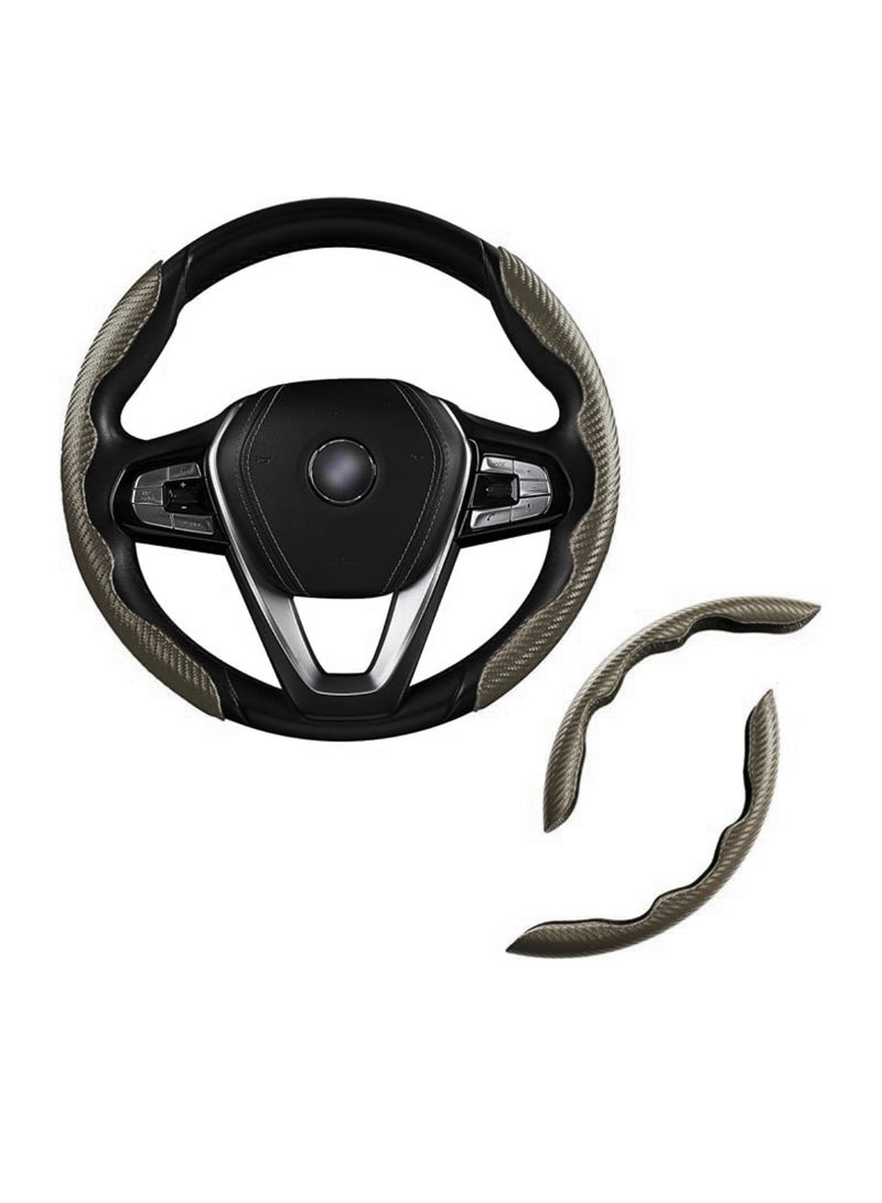 Yuwell Carbon Fiber Steering Wheel Cover For Unisex Safe And Non Slip Car Steering Cover Universal Fit Car Steering Wheel Protector Carbon Texture For Auto Truck Van SUV Grey 