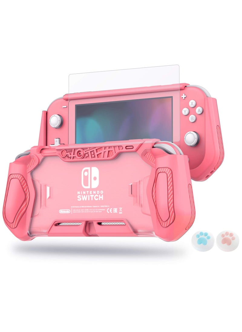 حافظة حماية Smart Switch Lite لجهاز Nintendo، هدية يومية، فكرة هدية مريحة وقوية لحماية كاملة مع واقي شاشة عالي الدقة، أغطية قبضة الإبهام للعائلة، مرجاني - Image 1