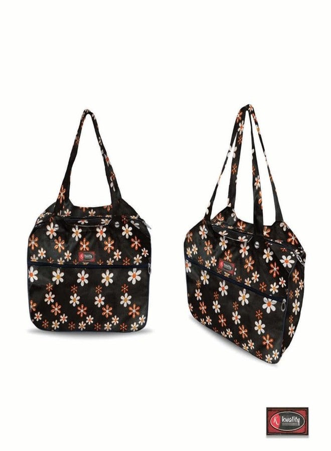 Temoli Tote Bags - 100% Organic Cotton Grocery Bags, Eco-Friendly, Multi-Purpose, Sturdy Canvas - Multiple Stylish Designs,Home,Office Hand Bag,Flower & Black,4 Pcs - Image 4