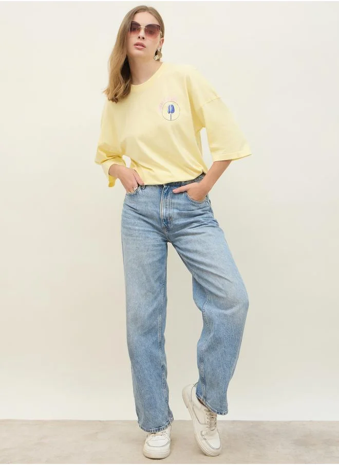 ستايلي Graphic Print Short Sleeve Oversized T-Shirt