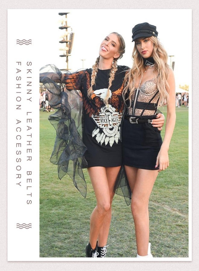 سوزدي أحزمة جلدية رفيعة غربية من SUOSDEY للنساء، حزام خصر رفيع قابل للتعديل للفساتين مع مشبك عتيق - Image 4