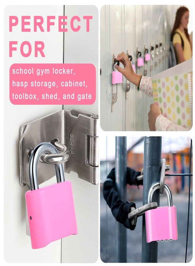 DELSWIN 4-Digit Combination Lock Outdoor Padlock - Heavy Duty Locker Lock with Hardened Steel Shackle, Waterproof Combo Lock for Gym Locker, Hasp Storage, Shed, Fence, Gate (Pink,1Pcs) - Image 3