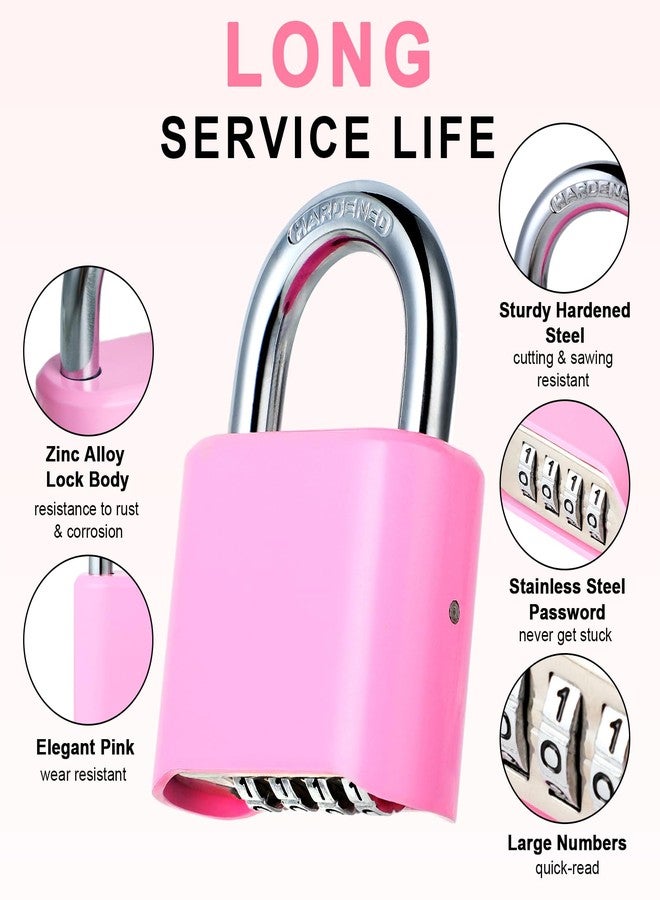 DELSWIN 4-Digit Combination Lock Outdoor Padlock - Heavy Duty Locker Lock with Hardened Steel Shackle, Waterproof Combo Lock for Gym Locker, Hasp Storage, Shed, Fence, Gate (Pink,1Pcs) - Image 5