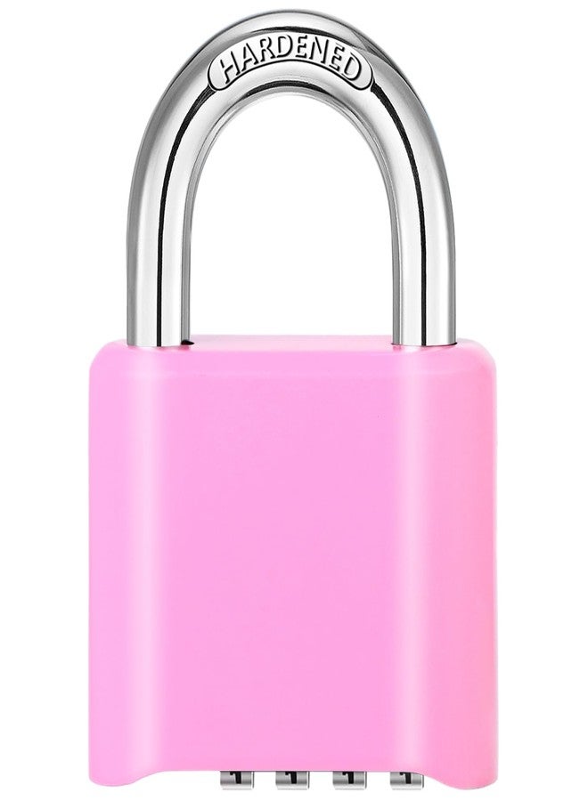 DELSWIN 4-Digit Combination Lock Outdoor Padlock - Heavy Duty Locker Lock with Hardened Steel Shackle, Waterproof Combo Lock for Gym Locker, Hasp Storage, Shed, Fence, Gate (Pink,1Pcs) - Image 1