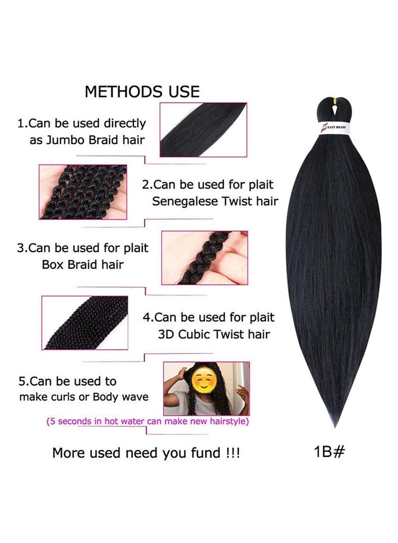 Estelle 8 Pack Braid Pre Stretched Braiding Hair Braid Professional Hair Yaki Synthetic Hair 8 Packs 26 Inch (Black) - Image 5