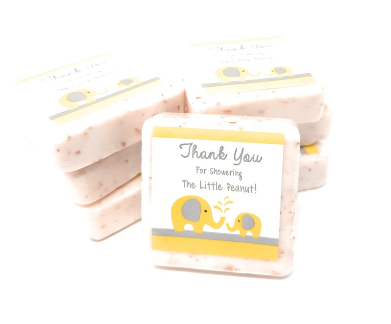 Botanical Bars 12 Yellow and Grey Elephant Thank You Soap Favors - 1.5oz Soap Favors - Gender Neutral Baby Shower Favors - Elephant Baby Shower Favors - Image 1