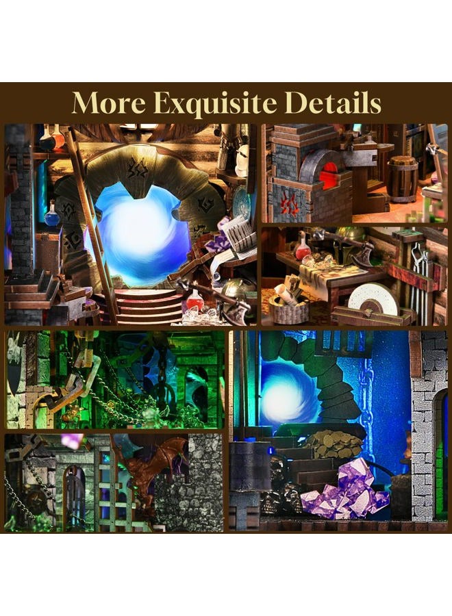 CCCDF DIY Book Nook Kit, DIY Miniature Dollhouse Booknook Kit, 3D Wooden Puzzle Bookend Bookshelf Insert Decor with LED Light for Teens and Adults (Blade and Magic) - Image 3