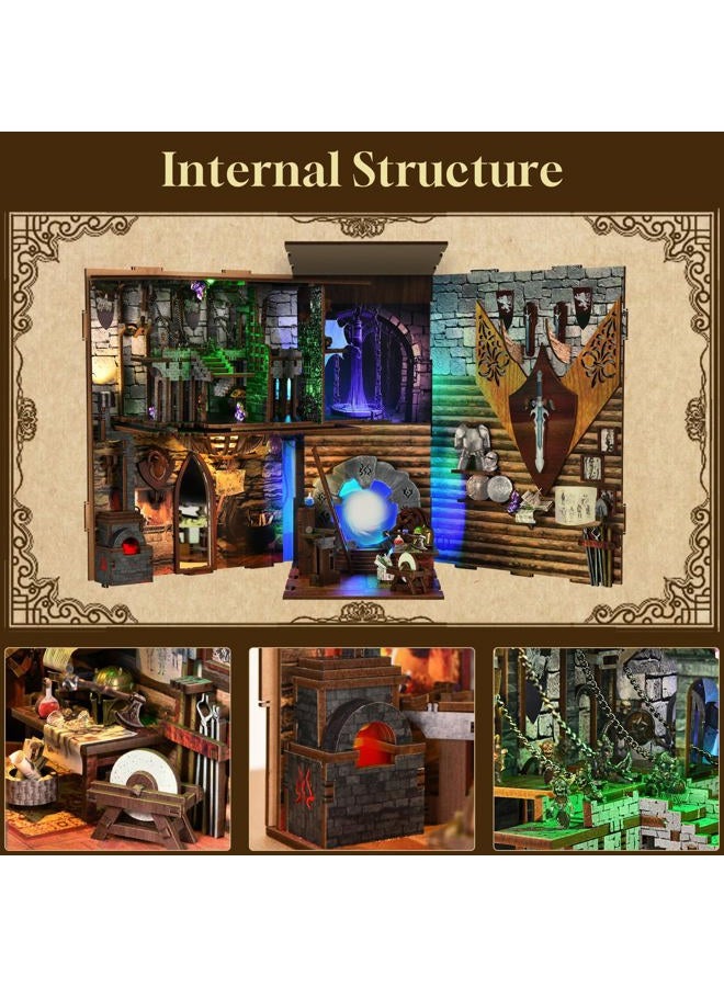 CCCDF DIY Book Nook Kit, DIY Miniature Dollhouse Booknook Kit, 3D Wooden Puzzle Bookend Bookshelf Insert Decor with LED Light for Teens and Adults (Blade and Magic) - Image 5