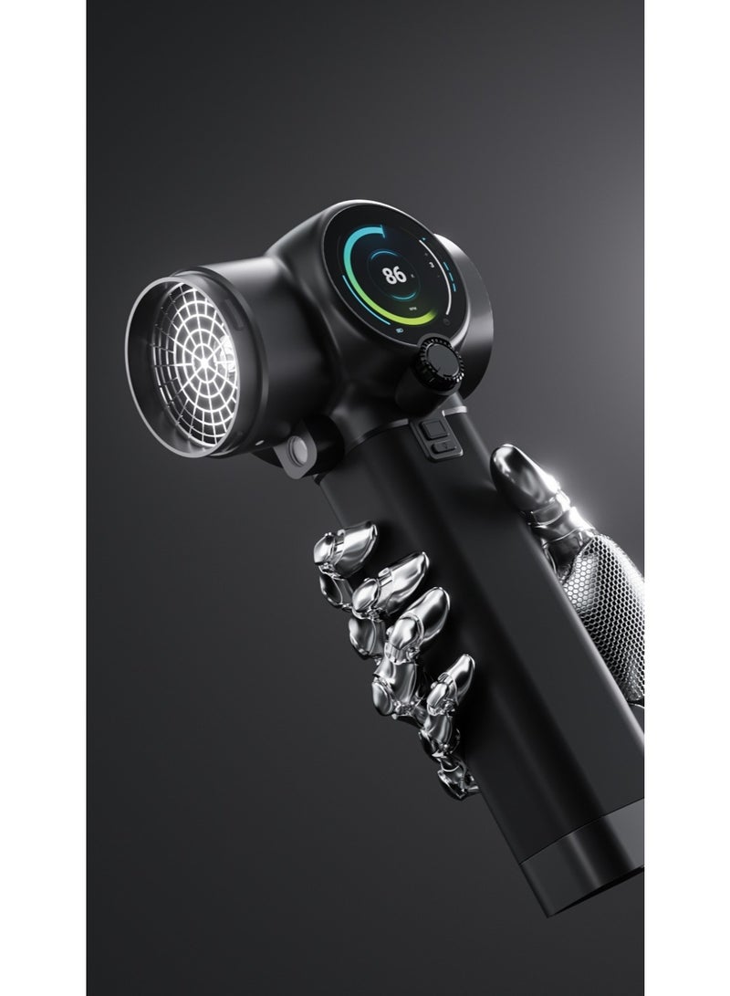 GREEN LION Storm Max Portable Air Blower with Booster / Diffuser & Extension Nozzles / 4000mAh Battery / Up to 80 Minutes Working Time / 750W Power / Ergonomic Silicone Grip / Built-in LED Light / Variable Rotary Gear - Black - Image 3