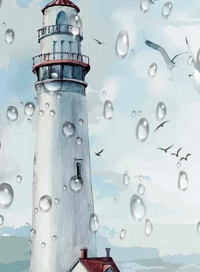 Uokiuki Nautical Coastal Shower Curtain, Ocean Beach Lighthouse Shower Curtain Set, Seasides Sailboat Coastal Blue Teal Decor Shower Curtain for Bathroom with Hook 70X70IN - Image 5