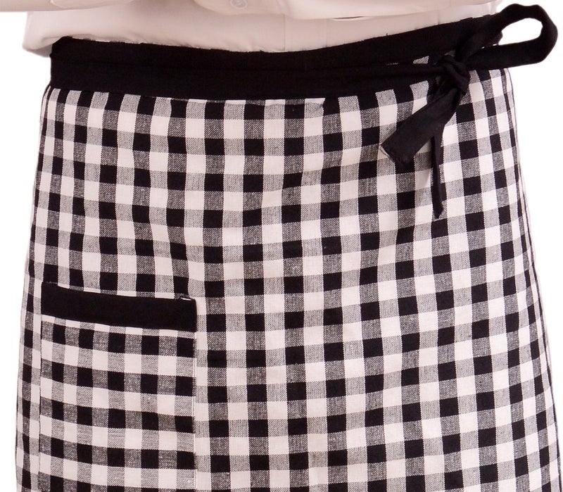 Switchon Waist checkered cotton Apron for Home Hotel And Restaurants-half apron (Black_White) - Image 3