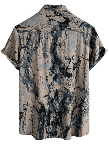 JOTOOK Mens Hawaiian Shirt Short Sleeve Button Down Tropical Shirts Casual Floral Summer Beach Shirt Large Bluegrey - Image 2