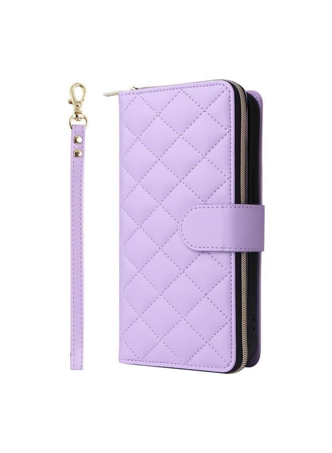 S-TOP Case For iPhone 16 Pro Max Crossbody Rhombic Zipper Tower Buckle Leather Phone Case with Lanyard - Image 2